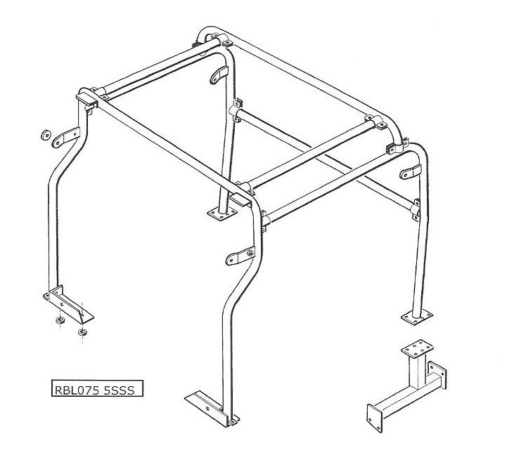RBL0755SSS | Def 130 crew cab roll cage, Rear internal (can be installed without front section)